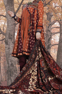 Orange Karandi + Khaddar 3 Piece Stitched - AWP-181