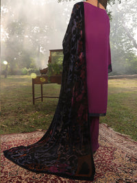 Purple Slub Viscose Stitched 3Pc - AWP-3PS-439