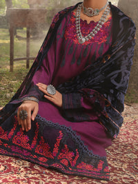 Purple Slub Viscose Stitched 3Pc - AWP-3PS-439