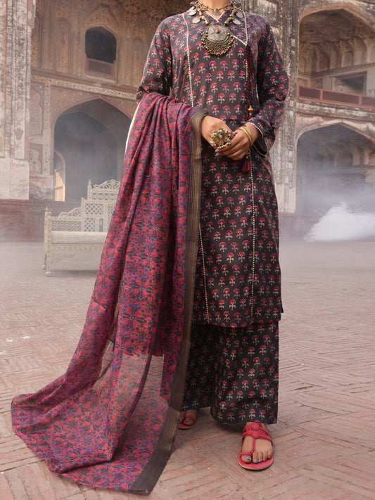 Purple Cambric Stitched 3 Piece - AWP-3PS-504