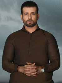 Brown Cotton Men Unstitched Fabric - AL-Maharaja-22