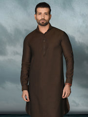 Brown Cotton Men Unstitched Fabric - AL-Maharaja-22