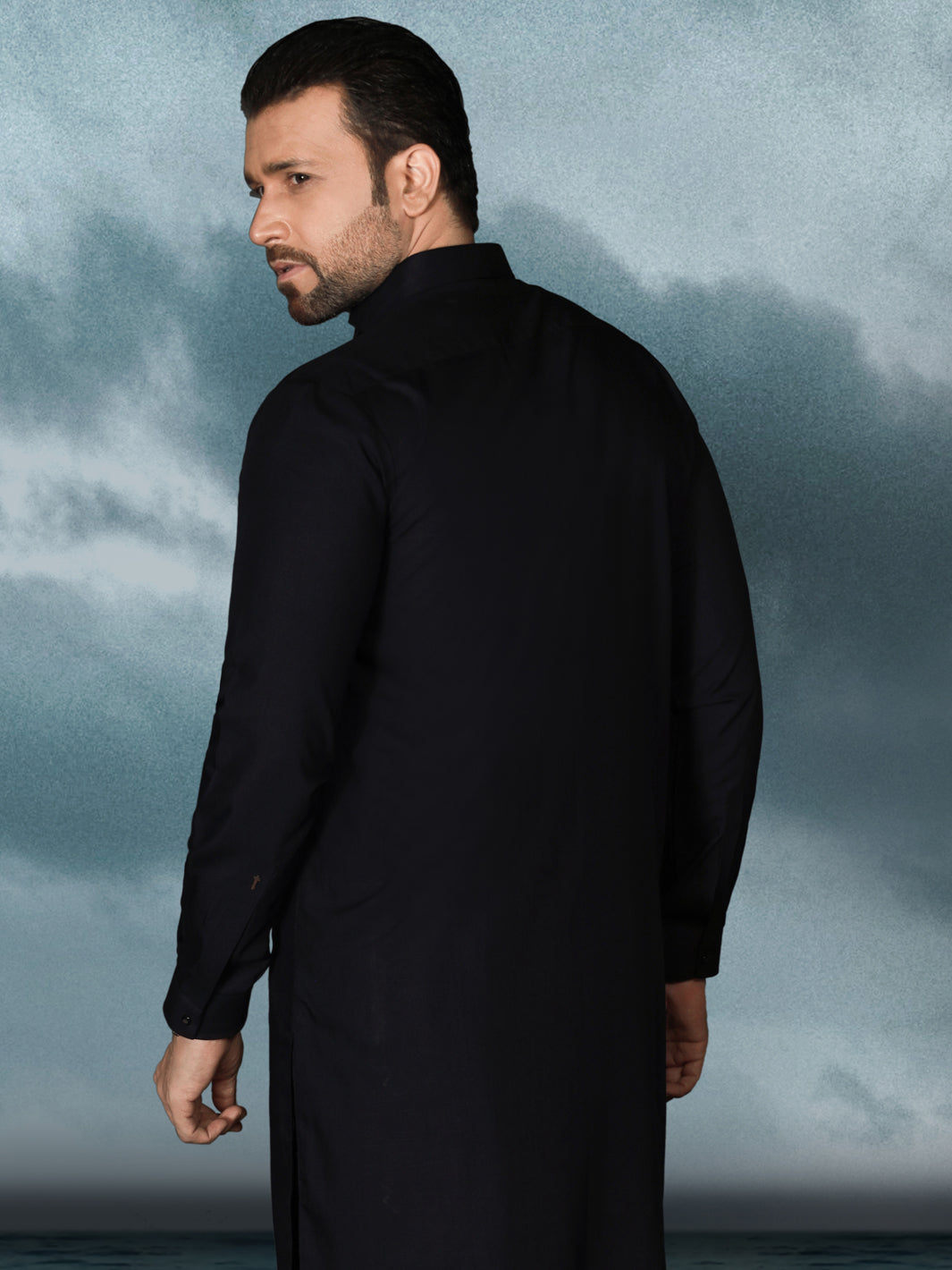 Charcoal Grey Blended Men Unstitched Fabric - AL-Nizam-22