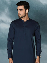 Dark Blue Cotton Men Unstitched Fabric - AL-Maharaja-22