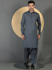 Grey Cotton Men Unstitched Fabric - AL-Maharaja-22