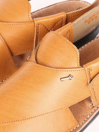Mustard Leather Peshawari Chappal - AL-MFW-HC-095