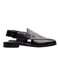Black Peshawari Chappal - AL-MFW-HC-150