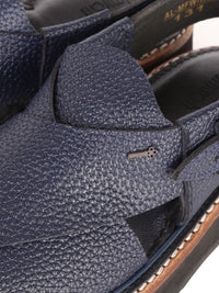 Blue Textured Leather Peshawari Chappal - AL-MFW-HCK-131