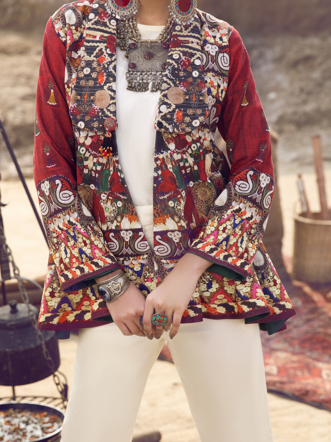Red Khaddar Jacket - AWP-JT-393