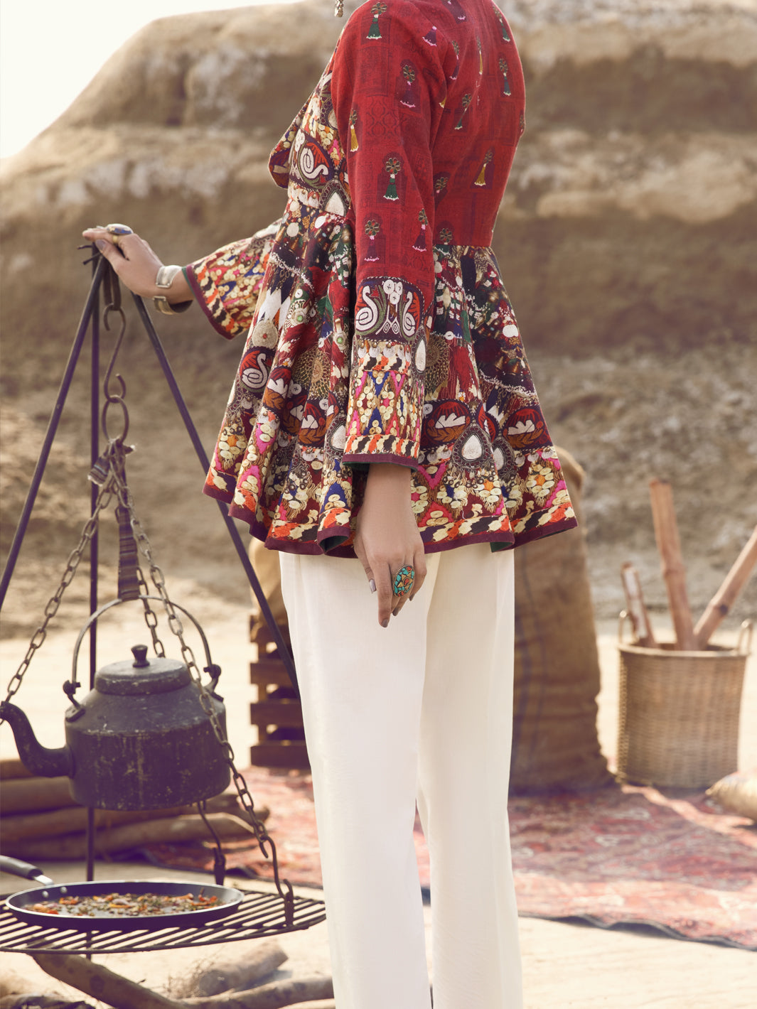 Red Khaddar Jacket - AWP-JT-393