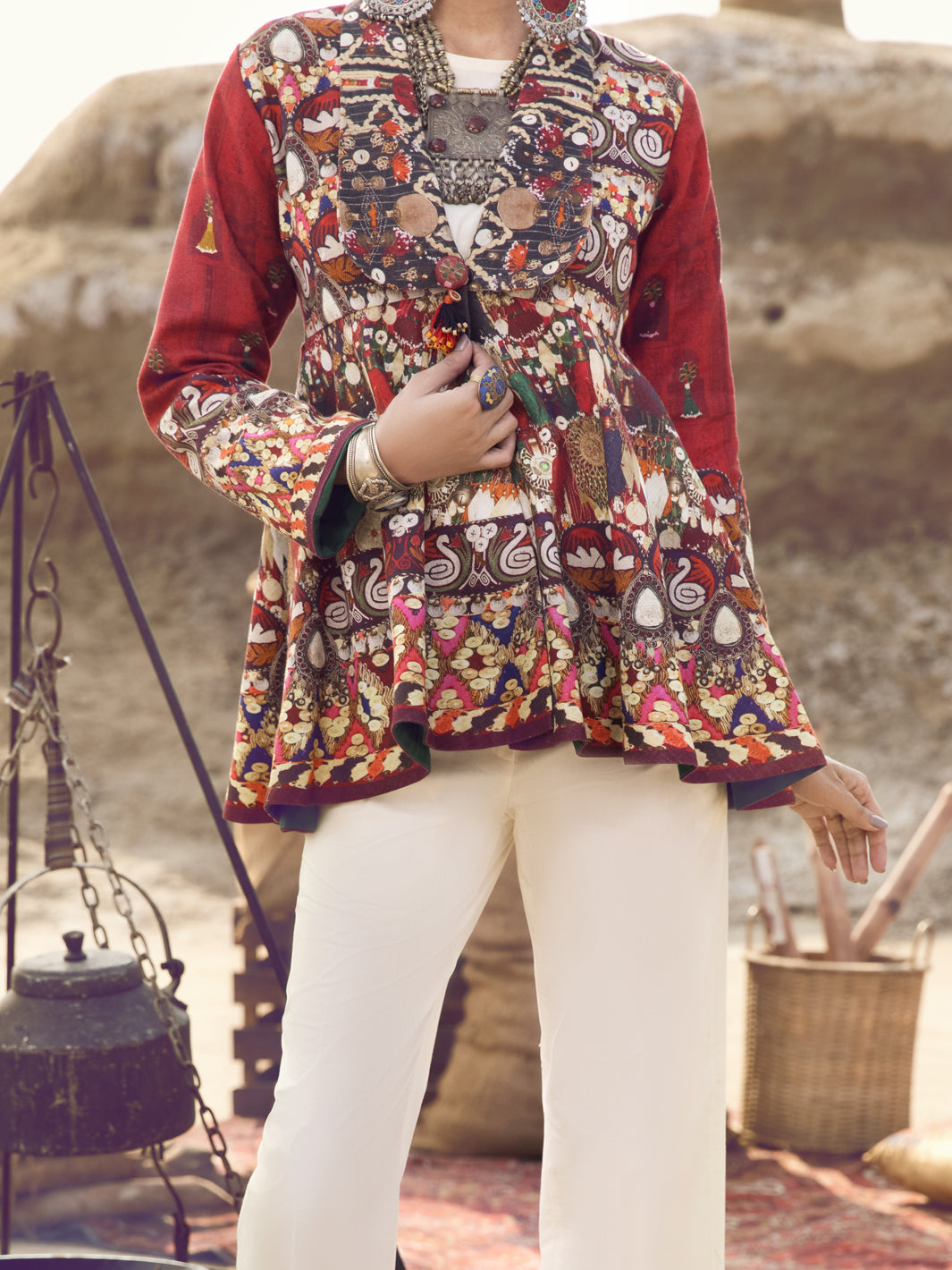 Red Khaddar Jacket - AWP-JT-393