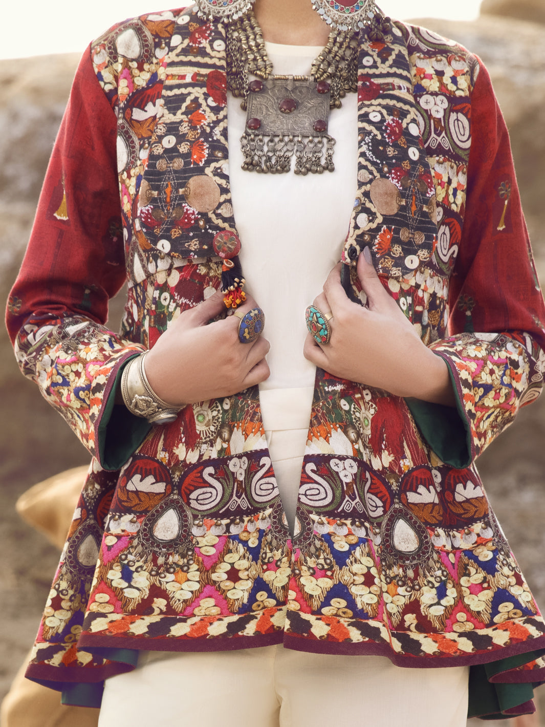 Red Khaddar Jacket - AWP-JT-393