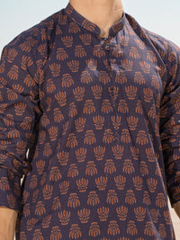 Blue Linen Short Kurta - ALCR-K-038