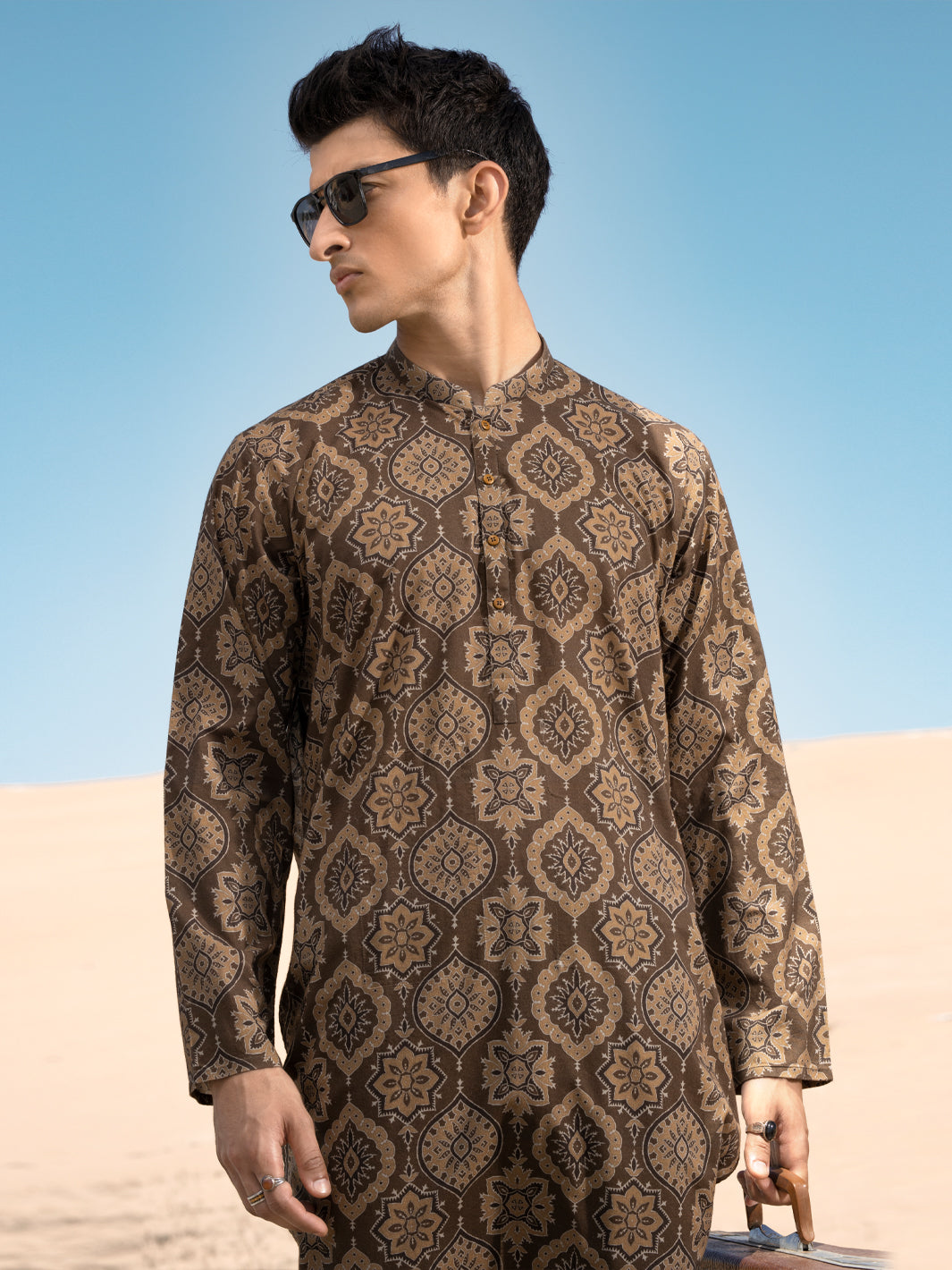 Green Linen Short Kurta - ALCR-K-039