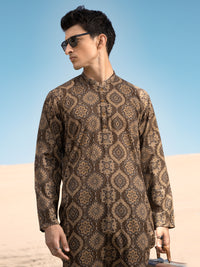 Green Linen Short Kurta - ALCR-K-039
