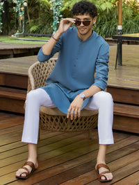Blue Blended Kurta - AL-K-1009