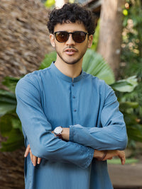 Blue Blended Kurta - AL-K-1009
