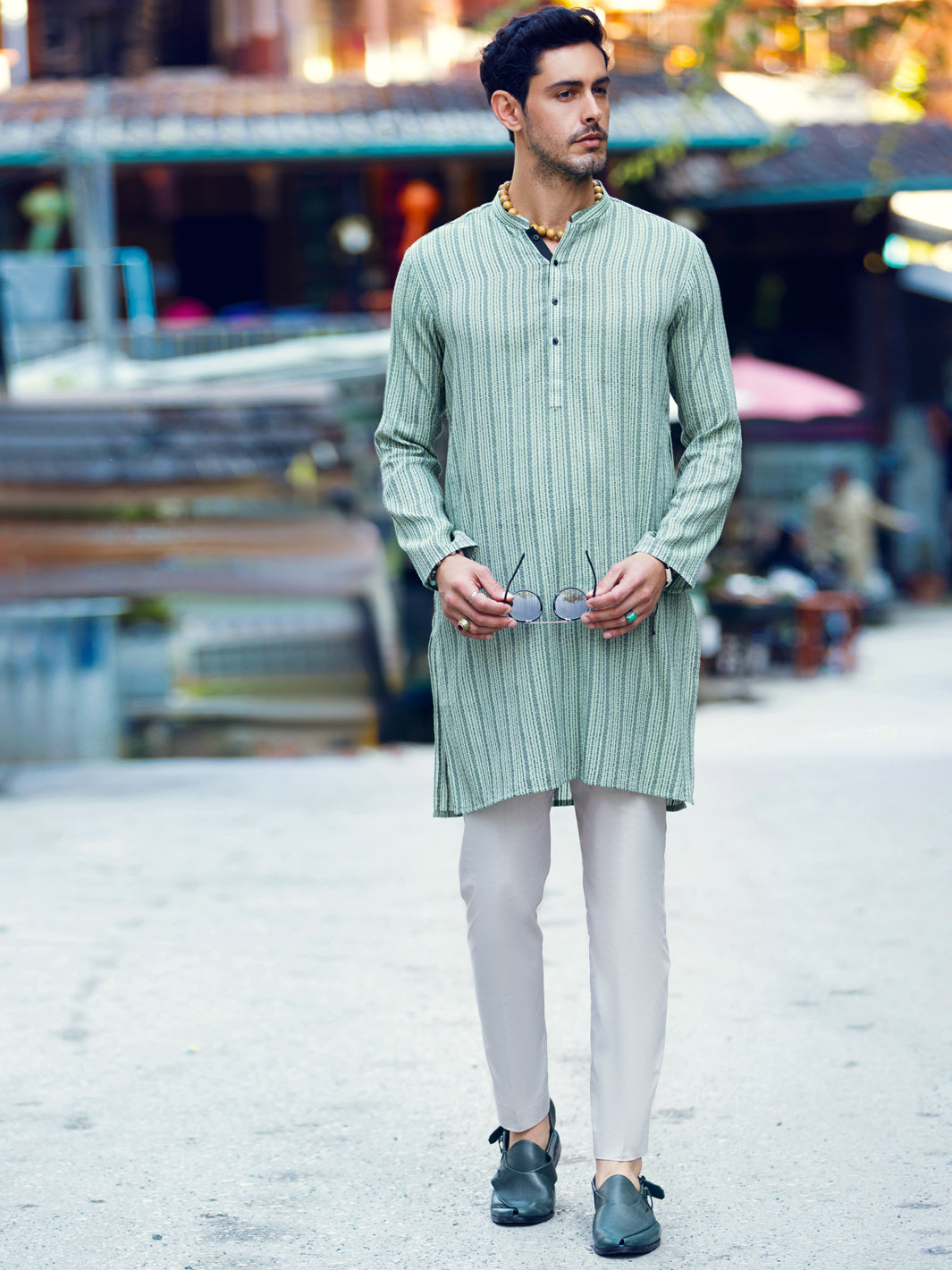 Green Cotton Kurta - AL-K-1057