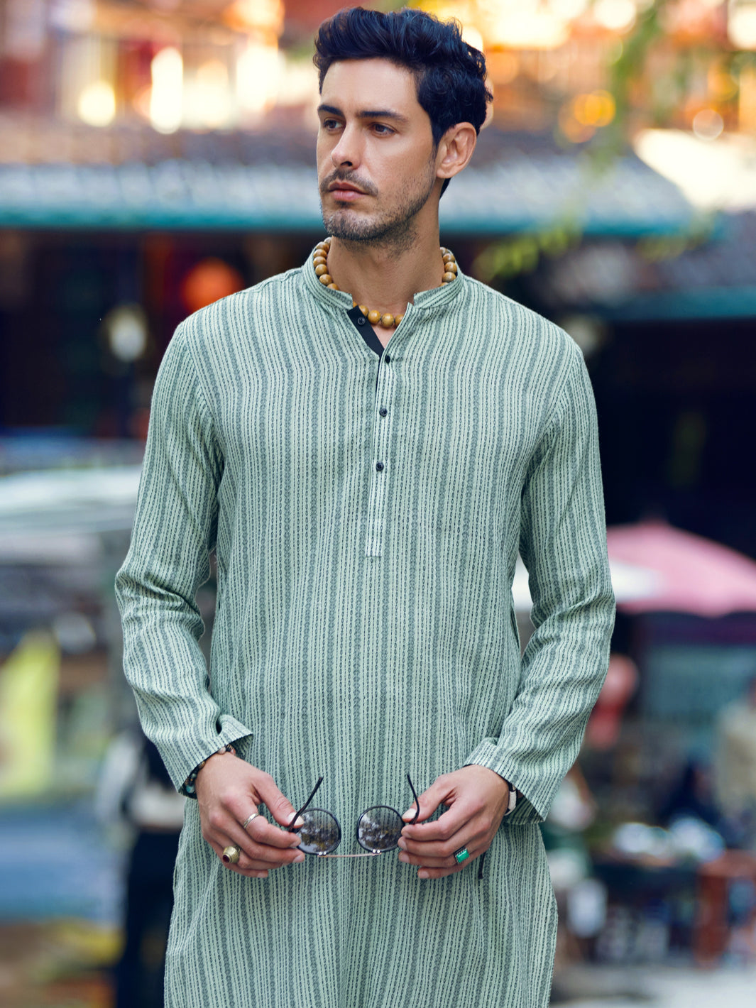 Green Cotton Kurta - AL-K-1057