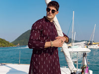 Maroon Cotton Kurta - AL-K-1064A