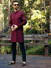 Maroon Cotton Kurta - AL-K-1067