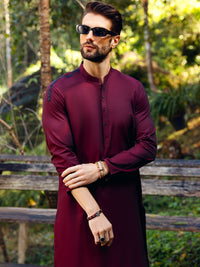 Maroon Cotton Kurta - AL-K-1067