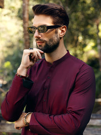 Maroon Cotton Kurta - AL-K-1067