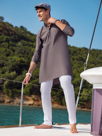 Grey Cotton Kurta - AL-K-1069C