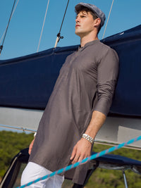 Grey Cotton Kurta - AL-K-1069C