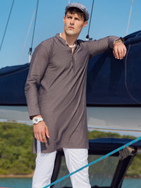 Grey Cotton Kurta - AL-K-1069C