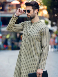 Light Yellow Cotton Kurta - AL-K-1074