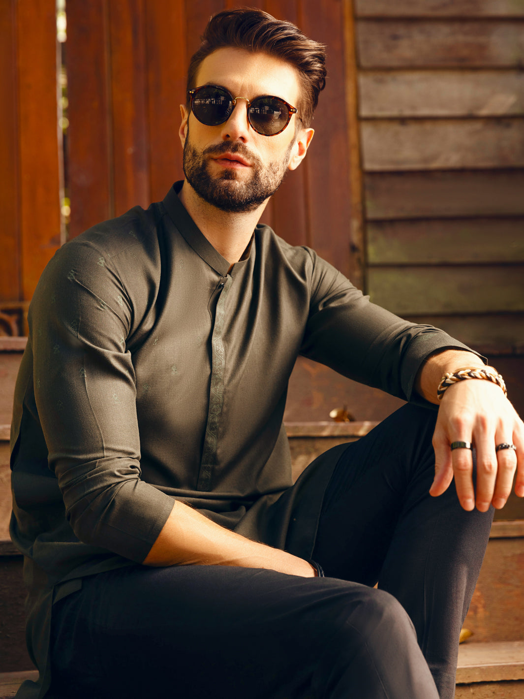 Green Blended Kurta - AL-K-1093