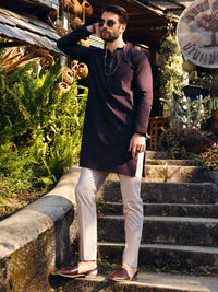 Purple Cotton Kurta - AL-K-1101