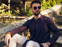 Purple Cotton Kurta - AL-K-1101