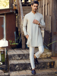 Light Grey Blended Kurta - AL-K-1106