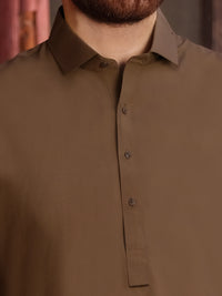 Brown Blended Kameez Shalwar - ALWA-KS-195