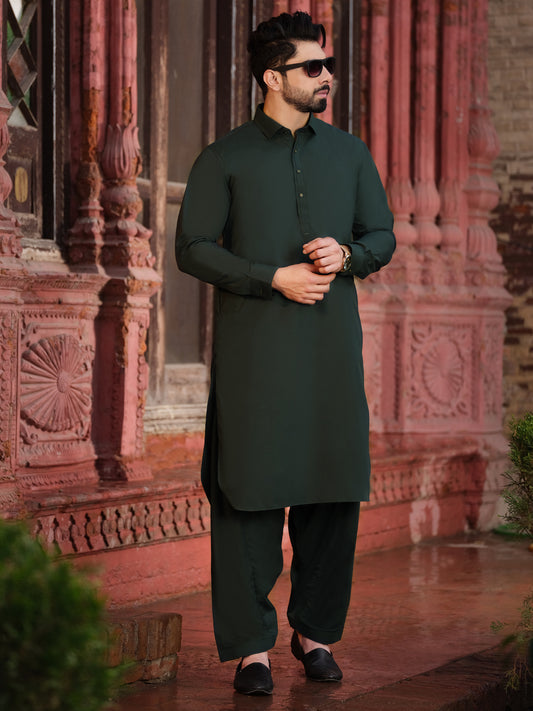 Green Blended Kameez Shalwar - ALWA-KS-199