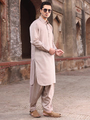 Light Brown Blended Kameez Shalwar - ALWA-KS-218