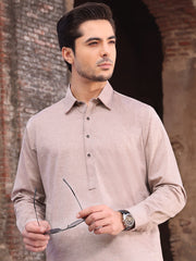 Light Brown Blended Kameez Shalwar - ALWA-KS-218