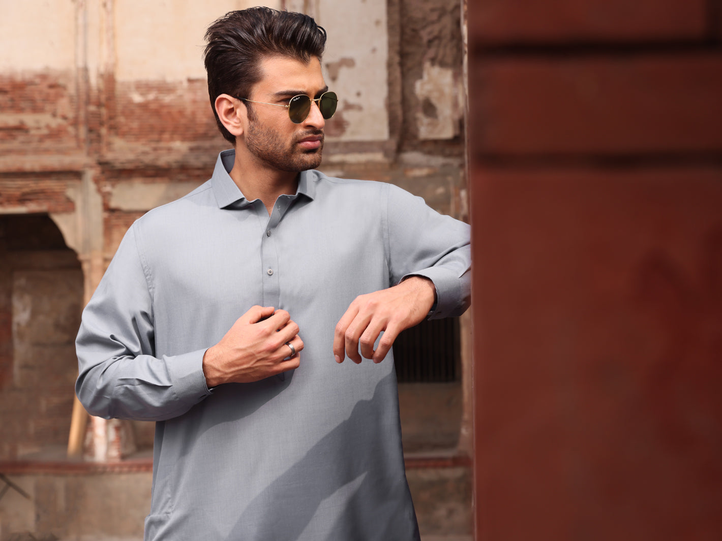Blue Blended Kameez Shalwar - ALWA-KS-232