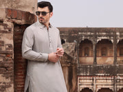 Light Grey Blended Kameez Shalwar - ALWA-KS-238