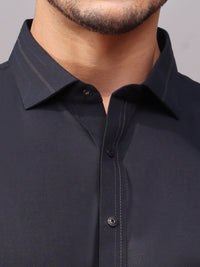 Dark Blue Blended Kameez Shalwar - ALWA-KS-240