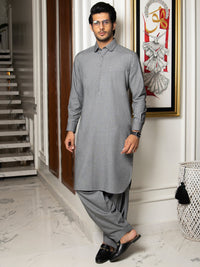 Grey Blended Kameez Shalwar - ALWA-KS-255
