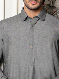 Grey Blended Kameez Shalwar - ALWA-KS-255