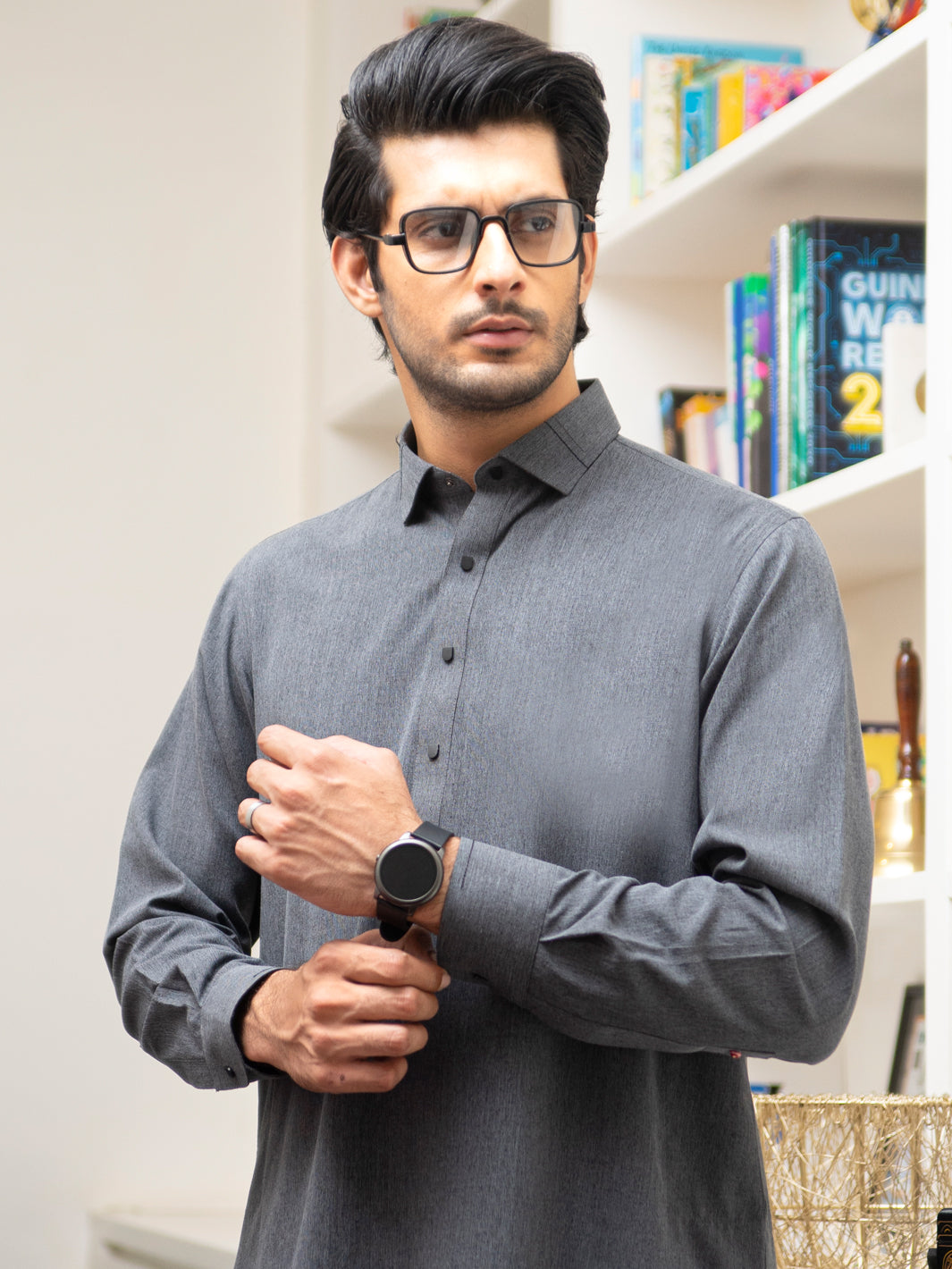 Grey Blended Kameez Shalwar - ALWA-KS-257