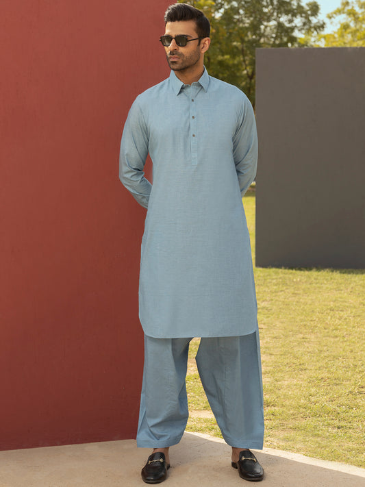 Light Blue Kameez Shalwar - ALWA-KS-265