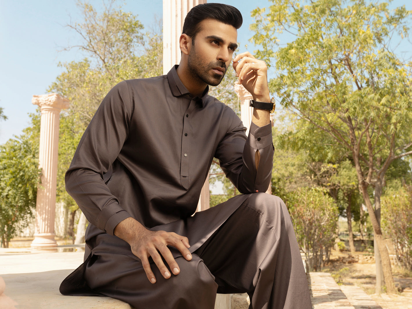Grey Kameez Shalwar - ALWA-KS-267
