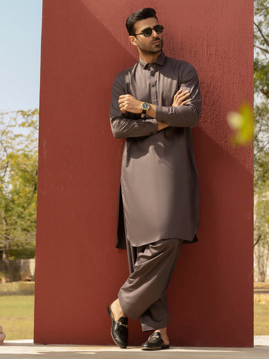 Grey Kameez Shalwar - ALWA-KS-267