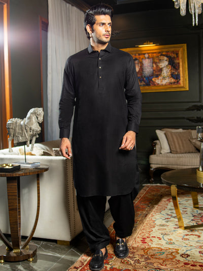 Black Blended Kameez Shalwar - ALWA-KS-269