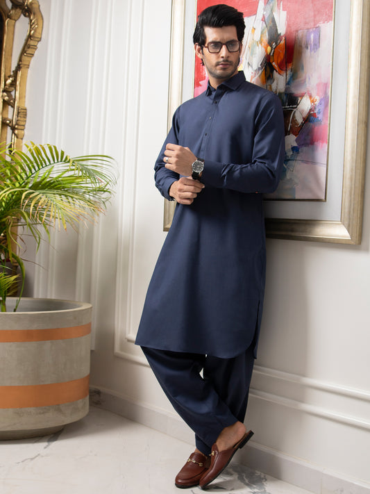 Blue Blended Kameez Shalwar - ALWA-KS-273